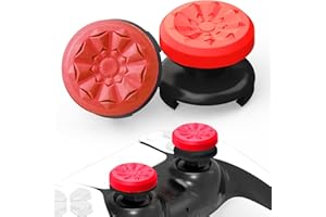 TEUVO Thumb Grips for PS4 & PS5 Controller, 2Pcs PS5 Controller Thumb Grips Silicone Joystick Thumbstick Caps Controller Accessories, Increased Comfort & Improved Accuracy, Ruby Red