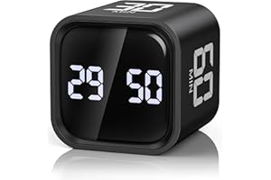 ORIA Digital Timer, 100-Minute Countdown Pomodoro Cube Timer with Gravity Sensor, LED Display, 5/10/30/60-Min Quick Flip for Cooking, Home, Study, Meetings - Black