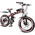 ZXQZ 20-inch Hardtail Mountain Bikes, 6-7-8-9-10-11-12 Years Old Student Folding Road Bicycle with Dual Disc Brakes, 21 Speeds, for Birthdays Children's Day (Color : Red)