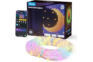 Govee Curtain Lights, Tenda LED Intelligente con GIF, Lucine con 520 Colori Cambianti RGBIC per Camera, Decorazione Dinamica Intelligente, Impermeabile IP65 Max, Compatibile con Alexa (1,5 x 2 m)