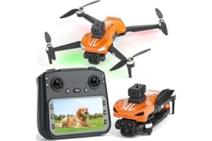 GOVOGORC Drone GPS con Fotocamera 4K, Evitamento Ostacoli Automatico, Quadricottero Pieghévole, Obiettivo Regolabile 90°, 23 Min Autonomia con Schermo Remoto 4,5" per Principianti, Adulti