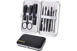 KEIBY CITOM Maniküre Set 10-teiliges, Pediküre Kit Nagel Schere Nagelpflege Nagelknipser Kit, Nagelset Nageletui Nagelknipser Set Reise Beauty Kit (Schwarz)