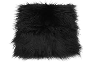 WLLHYF Kwadratowe sztuczne futro, tkanina, 30 cm, kudłate futro, plastry, pluszowy dywan, krzesło, poduszka do siedzenia, do samodzielnego wykonania, świąteczne gnomy, dekoracje, szycie, czarne, 30 x