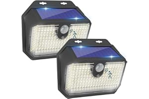 IRIXUDOR Lampe Solaire Exterieur Detecteur de Mouvement 2 Pack, 3 Modes Lumiere Solaire Exterieur, 202 LEDs Projecteur Solaire Spot Exterieur, IP65 Impermeabile Eclairage Solaire pour Jardin, Garage, Patio