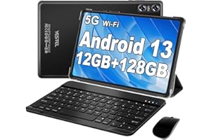 YESTEL Tablet 10 Pollici Android 13 OS con 5G WiFi, Processore 2.0 Ghz, FHD Tablet 2 in 1,12GB RAM 128GB ROM (TF 4-1TB), Octa-Core, 6000mAh, Bluetooth 5.0, 5MP+8MP, Tablet con Tastiera, Nero