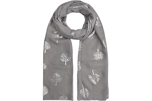 Heekpek Bufanda Pañuelo Cuello Mujer Elegante de Seda Fular Estampado Hoja Plata Apto para Cuatro Estaciones