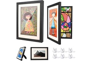Ciscle Kids Art Frames, 2 Pack A4 Fillable Front Opening Photo Frames, Display Frames for Kids Artwork for 150 Pictures, Ideal for Children's Drawings, Kids Art Projects, School, Home or Office(Black)