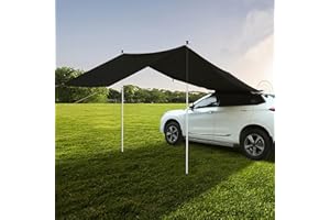 KAMANAN Auvent de Voiture 300x200cm, Tente de Hayon et Côté, Pare-Soleil pour SUV, Camping et Extérieur (Noir)