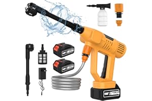 IERAKOR Idropulitrice a Batteria, 65 Bar Idropulitrice Batteria Portatile con 2 x 6000mAh Batterie, Ugello 6 in 1, 10 Livelli di Pressione, Tubo da 5M, Schermo Tattile a LED, Ideale per Auto e Giardino