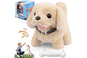 QUIXION Hund Spielzeug Kinder, Elektrisch Haustier, Roboterhund, Interaktives Spielzeug Kinder Elektrisch PlüSch Hund Der LäUft und Bellt Schwanzwedeln Baby Born Hu-nd Geschenk füR Kinders, Robot Puppy