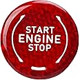 Oreq Car Engine Push Start Stop Button Cover, Carbon Fiber Engine Ignition Start Stop Button Sticker Replacement for Corvette C8 2020-2022, Engine Start Stop Push Button Cover Trim(Red)