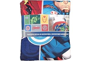 IL BOTTEGONE Trapuntino Singolo Primaverile Estivo Personaggi Cartoons Copriletto Trapuntato Leggero Bambini (Avengers)