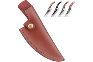 AMIJOUX Fodero in Pelle Fatto A Mano per Coltello A Lama Fissa Custodia in Pelle con Fodero per Coltello Tascabile Pieghevole da 6 Pollice con Chiusura A Scatto Regali per Uomini papà Marito