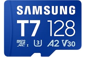 Samsung T7 microSDXC, 128GB, 170 MB/s Read, A2, U3, V30, Memory Card for Gamers & Video Creators, Compatible with Smartphone, Tablet, Laptop, Action Camera, Drone & Gaming Console (MB-MB128T/WW)