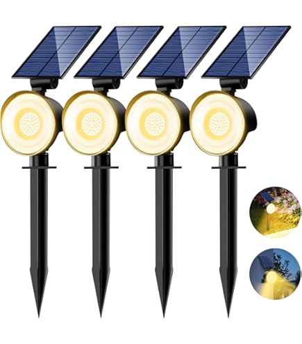 Projecteur De Jardin Solaire Avec Capteur De Mouvement Extérieur Étanche 6 Led Spots De Paysage