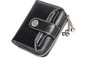 SENDEFN Mały portfel damski, portfel z prawdziwej skóry, z kieszenią na monety, mały zamek błyskawiczny, kieszeń na karty z blokadą RFID