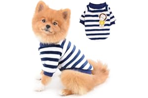 SELMAI Stripe Jumpers for Small Medium Dogs Soft Warm Fluffy Sweater Puppy Chihuahua Coat Dachshund Clothing Cat Apparel for Pets Daily Wear Windproof Cold Weather Walking Outdoor in Winter Blue M