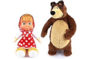 Forninc Pack of 2 Masch Cuddly Toy and Bear Cuddly Toy, Masch Doll, Bear Doll, Cuddly Toy Bear, Plush Toy Bear, Children's Gift, Plush Toys for Children