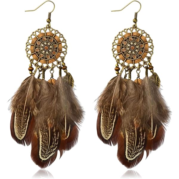 Set 3 Paia Orecchini Piuma Etnici Boho | Orecchini Pendenti Lunghi Con Nappe Colorate Per Donna