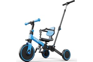 besrey Toddler Bike with Parent-Controlled Push Handle for 1-3 Years Old Girls and Boys, Foldable Kids Push Tricycle, Toddler Tricycle with Removable Pedals, Height Adjustable Seat