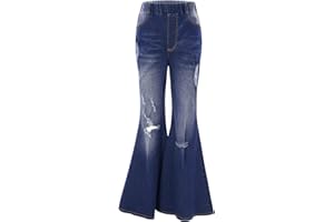 Choomomo Jeans Pantalone Strappati Pantaloni Lunghi in Denim Pantaloni Larghi Ballo di Strada Hip Hop Ragazza Tuta Casual con Tasche Pants 3-15 Anni
