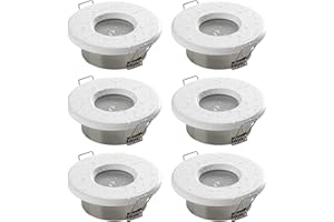 SEBSON 6x Foco empotrable Techo para baño IP65 incl. GU10 casquillo (LED/Halógeno) - Orificio de montaje ø65mm, ø83x29mm, redondo, aluminio blanco