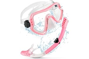 JOVRUN Professional Dry Snorkel Set PC or Upgraded Tempered Glass Lenses Anti-Fog Scuba Diving Mask Wide-Angle Panoramic High Definition Effortless Breathing Ideal for Adults and Youth