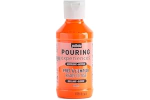 Pebeo Pouring Experiences 524629, Pittura Acrilica Premiscelata, 118 ml, Arancione Fluorescente.