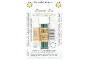 SUGARFLAIR COLOURS Sugarflair Forest Green Blossom Tint Food Colouring and Dusting Powder, Matt Finish, Brush On or Mix with Rejuvenator Spirit to Create a One of A Kind Cake - 7ml