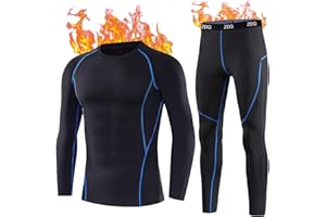 ZDQ Ropa Interior Térmica Invierno Hombre Esquí Térmico Conjuntos Térmicos Camisetas Manga Larga Pantalon Largos para Deportes Senderismo Snowboard