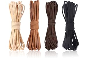 VIMMVID 4 Stück Lederband Für Ketten, 10 M ×3 Mm Lederriemen Meterware, Lederschnur, Lederbänder Für Ketten Lederschnur Für Armband Halskette Handwerk Schmuck