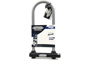 Artago 120H340-I Candado Antirrobo Moto U Alta Gama Monoblok Forjado Doble Cierre Homologado Sra, 120x340, Negro Y Gris
