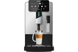 Cecotec Machine à Café Superautomatique Compacte avec Vapeur Cremmaet Steam Latte Art. 19Bars, Thermoblock, Plug&Play, Moulin Conique, 5 Niveaux, Réservoir d'Eau 1,1L, Café 150g, Nettoyage Automatique