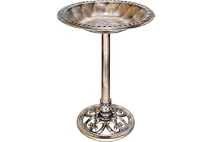 VIVOHOME Abreuvoir à Oiseaux en Polyrésine Légère de 71 cm de Hauteur en Cuivre Vieilli pour Extérieur de Jardin