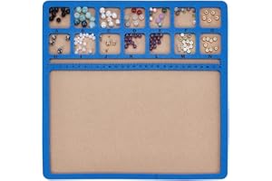 BENECREAT Blue Bead Mat, 30x30cm Rectangle Felt Bead Design Board with Scales and 14 Grids, Beads Tray for Jewelry Making, Beading Supplies