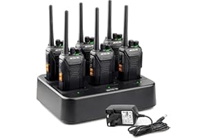Retevis RT27 Walkie Talkies, Walkie Talkies for Adults Long Range, with 6 Way Charger, Rechargeable 2 Way Radio Hand Free, PMR446 License Free Radio Communication for School Security (6 Pack, Black)