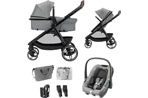 Maxi-Cosi Zelia Select Trio, Barnvagn 3-in-1 Resesystem med Bilbarnstol, 0–4 år (0–22 kg), Hopfällbar med en Hand, Kompakt oc
