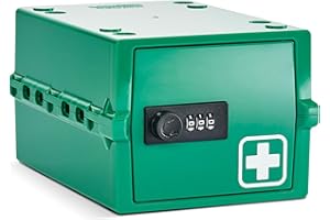 Lockabox Mini™ | Small Medicine Lock Box with Combination Lock (3L) | Mini Medical Lock Box For Tablets, Creams & Medical Pens | External Size 22.3 x 15.4 x 12 cm (Medi Green)