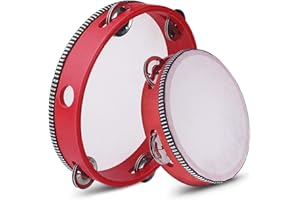 FLEXZION Paquete de 2 unidades, con campana de metal de una sola fila (rojo) tambor de percusión de tambor de percusión lunar musical juguete para niños adultos