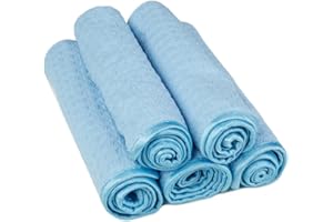 Zestaw Ręczników z Mikrofibry Kavalier Crystal Clear Shine - Czyszczenie Szkła i nie Tylko Bez Smug - 390 GSM - 41x41 cm - 5 Sztuki w Opakowaniu - Niebieski