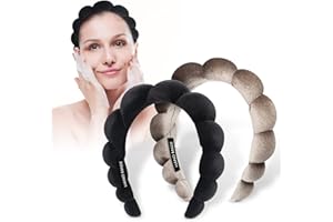 YRVCT Makeup Headband Women Spa Facial Headbands Sponge Padded Soft Terry Towel Cloth Hair Band for Skincare Makeup Removal,Face Washing 2pack (Black Brown)