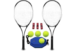 Magicorange Set di racchette da tennis per adulti, 2 giocatori, per principianti e professionisti, con 4 palline da tennis, 3 overgrip, 1 borsa da tennis