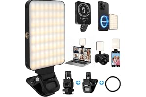 AiQInu Selfie-ljus för telefon, foto- och videolampa med 128 lysdioder, CRI>95%, 10 ljusstyrkenivåer, 3 färglägen, USB-C-laddning, bärbar, magnetisk för / /stativ