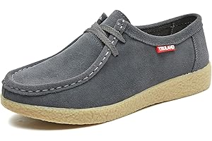 TRULAND Damen Schnürschuhe Mokassin – Wildleder Halbschuhe Wallabees