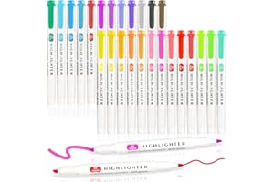 HeeDz Highlighters Pens, 25 Colors Highlighter Markers, Dual Tip Cute Aesthetic Stationery for Colouring, Underlining, Highlighting, Note-Taking, Journals