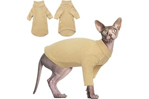 HJYOKUSO Haarlose Katzen-Weste Rollkragenpullover, atmungsaktiv, entzückende Katzenbekleidung, Pullover Kätzchen-T-Shirts mit Ärmeln, Katzen-Pyjama Jumpsuit für Sphynx, Cornish Rex, Devon Rex, Peterbalg