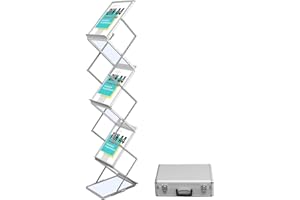 INMO Prospektständer faltbar I ALU/ACRYL Bodenprospektständer A4 Kataloghalter Falt-Prospektständer Pop-up Ständer Messe, Büro, (mit Koffer)