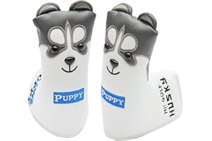 OUTDOOR LEISURE Funda para cabeza de putter de golf de piel sintética, a prueba de polvo, bonita cubierta de cabeza de animal husky para putter Newport y Newport 2
