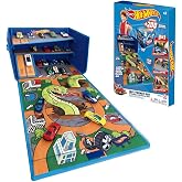 Hot Wheels Cars Case Garage Box Playmat - 3'&uuml; 1 arada Collapsible Car Toys Storage Box with Speed Roads I Toy Car Storage (Ar