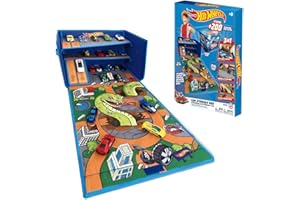 Hot Wheels Cars Case Garage Box Playmat - 3-IN-1 Collapsible Car Toys Storage Box with Speed Roads I Toy Car Storage (Cars Not Included)